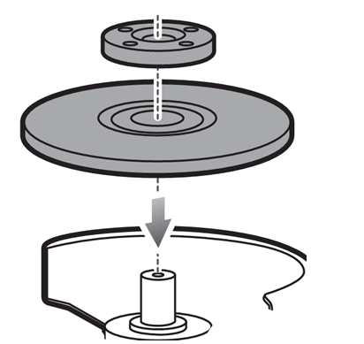 Raised part FACE DOWN for grinding discs with a raised hub 