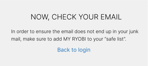 MYRYOBI password reset email confirmation
